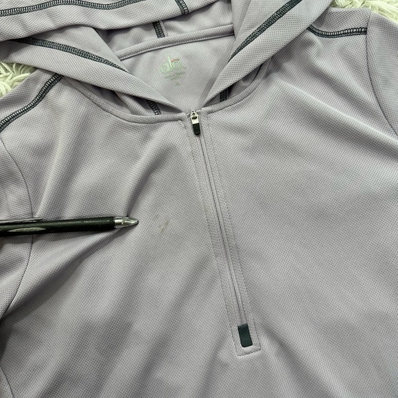 ALO Women’s Athletic 1/4 Zip Hooded Pullover Sweater Lavender Purple Size XL - Picture 6 of 6